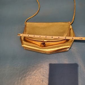 50s Gold Metalic Fabric  Foldover Clutch Purse